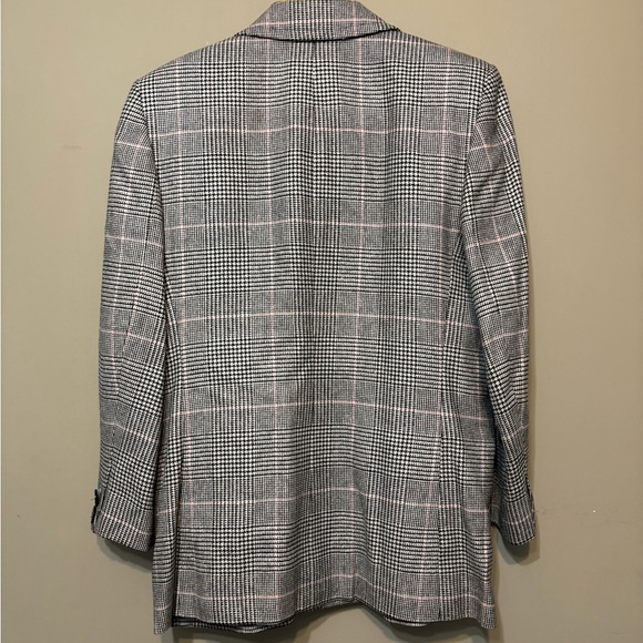 AQUASCUTUM Vintage Ingrid Wool Silk Double Breasted Checked Tailored Blazer - Picture 5 of 10
